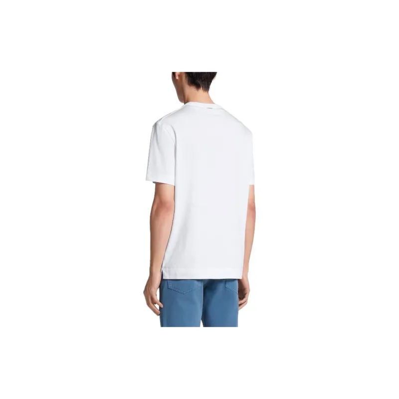 Ermenegildo Zegna Logo Embroidered Crewneck T Shirt-3