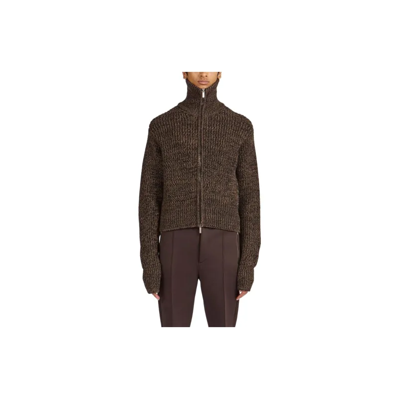 FERRAGAMO Mélange-effect Zipped Cardigan-2
