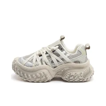 AGSDON Cushioned Slip Resistant Low Top Chunky Sneakers Women's Beige
