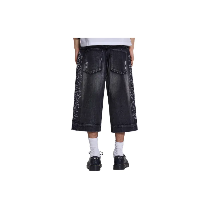 Jaded London SS24 Fantasy Store Collection Crystalline Jorts Fantasy Store Collection Denim Shorts Men's BLACK/Black-3