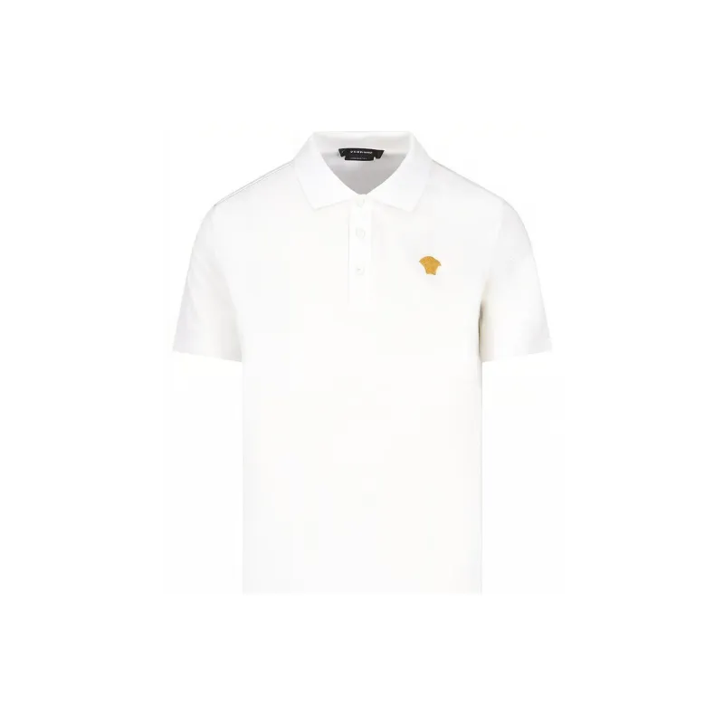 VERSACE Medusa Logo Embroidered Short Sleeved Polo Shirt-1