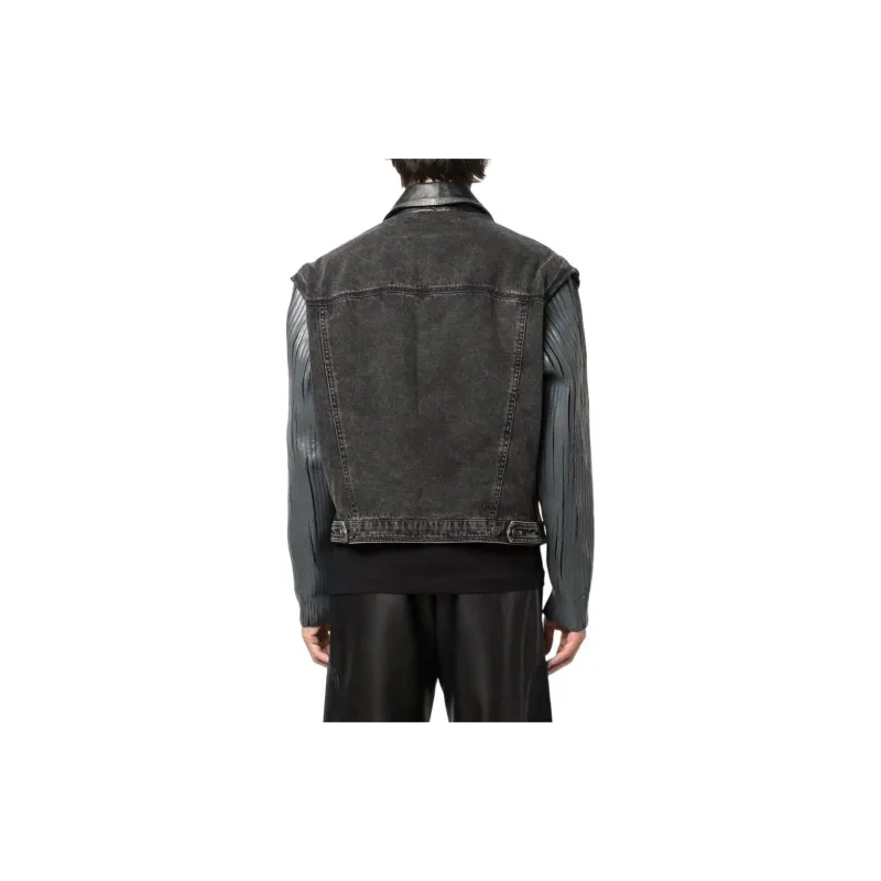DIESEL Leather Jackets Men Black-2