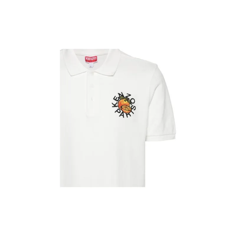 KENZO Orange Embroidered Polo Shirt-5