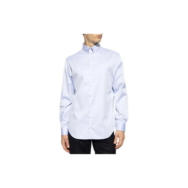 GIORGIO ARMANI Curved Hem Twill Shirt-1