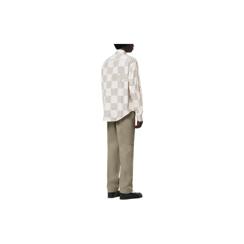 LOUIS VUITTON Damier Long Sleeved Classic Cotton Shirt-2