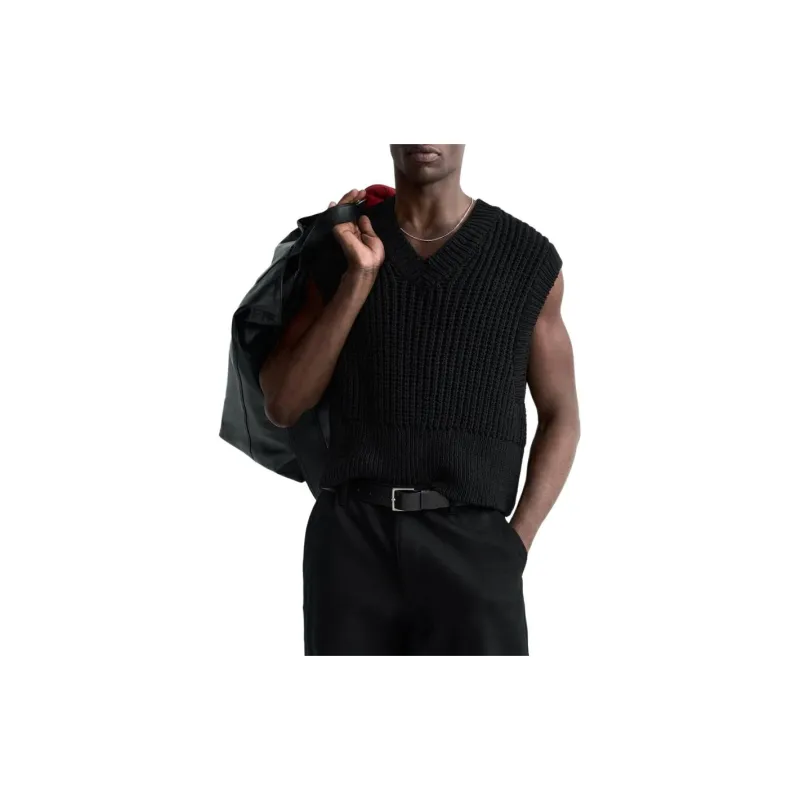 ZARA Tank Tops Men Black-2