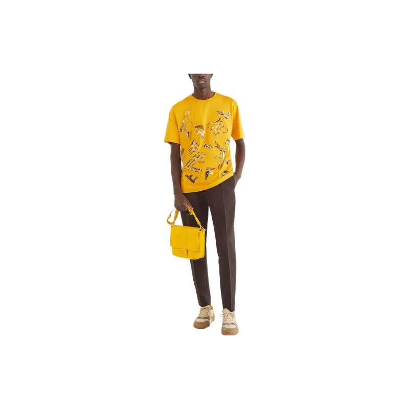 FENDI T-Shirts Men Yellow-2