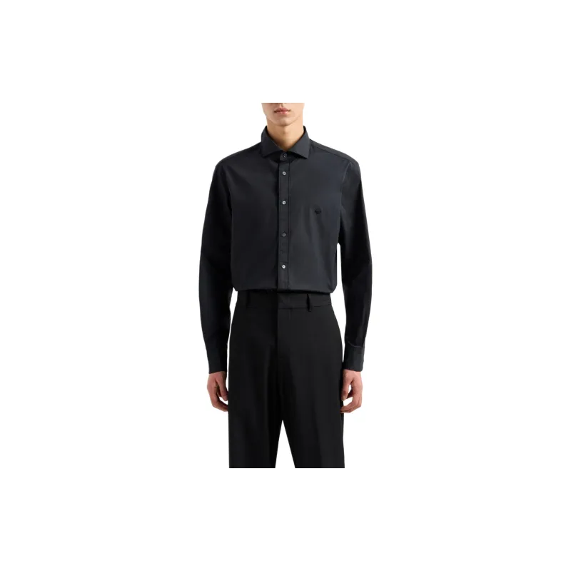 EMPORIO ARMANI Pima Canvas Shirt With Piped Placket-1