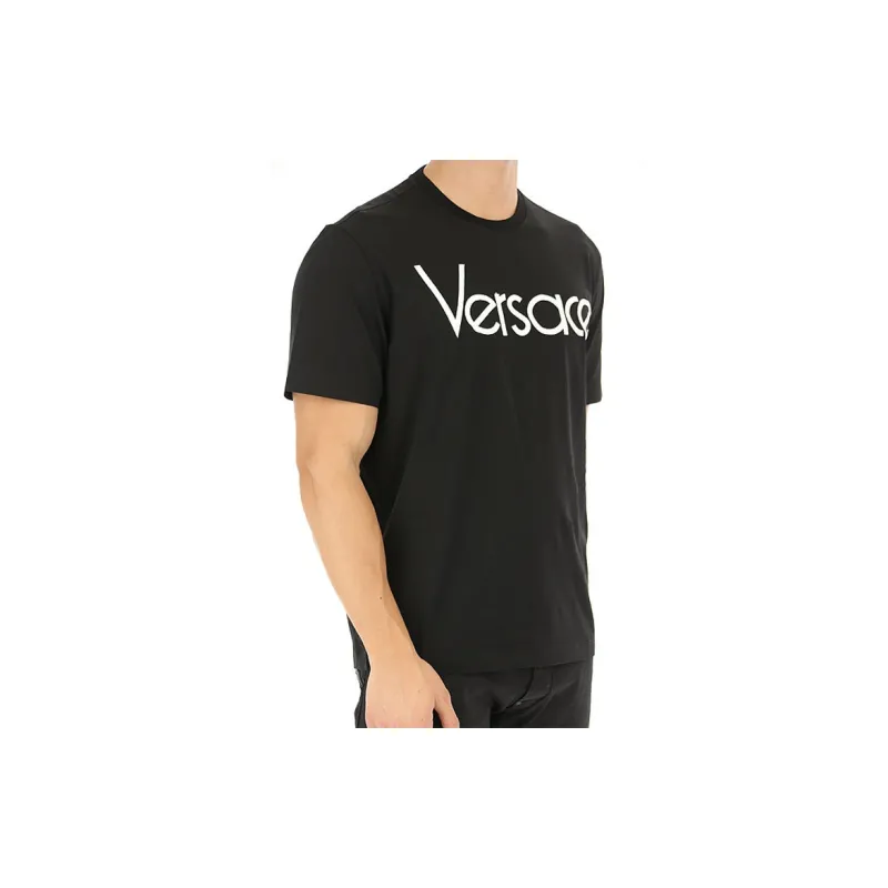 VERSACE Logo Embroidered Crewneck T Shirt-5