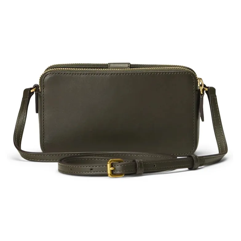 Ralph Lauren Cow Leather Wallet, Crossbody Bag, Shoulder Bag Women's Dark Olive Green-2
