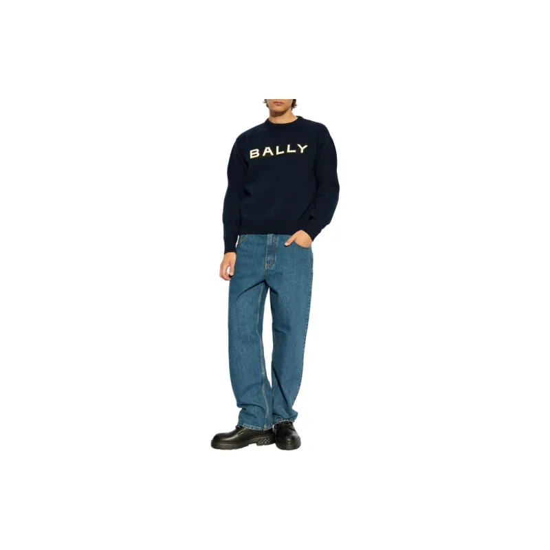 BALLY Logo Patch Crewneck Knitted Jumper-1