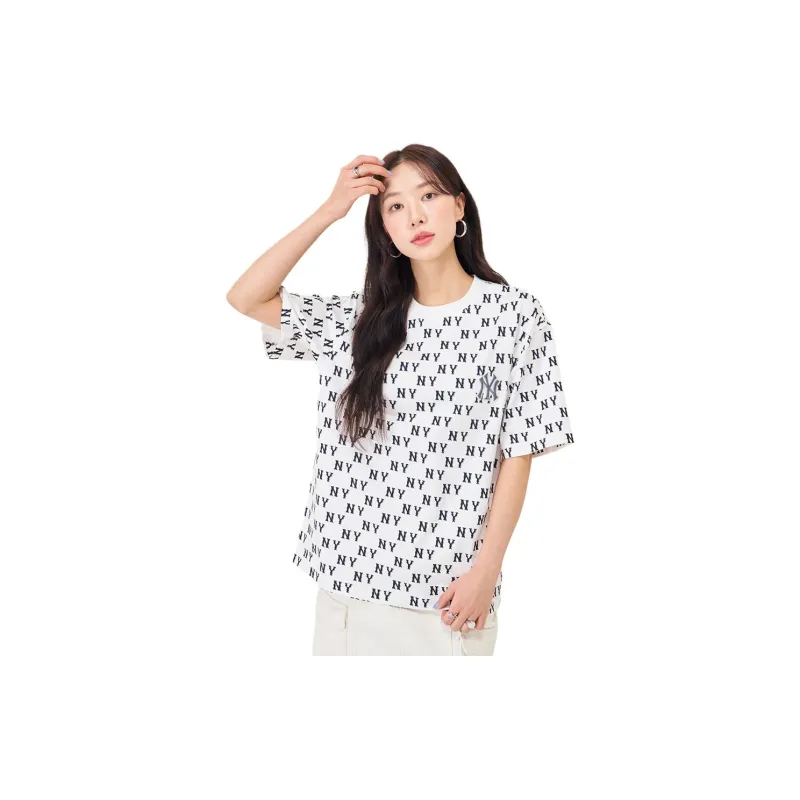 MLB New York Yankees T Shirts Unisex Cream-3