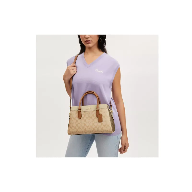 COACH Darcie Canvas Shoulder Bag Crossbody Bag Handbag Large Size Women's Light Khaki-3
