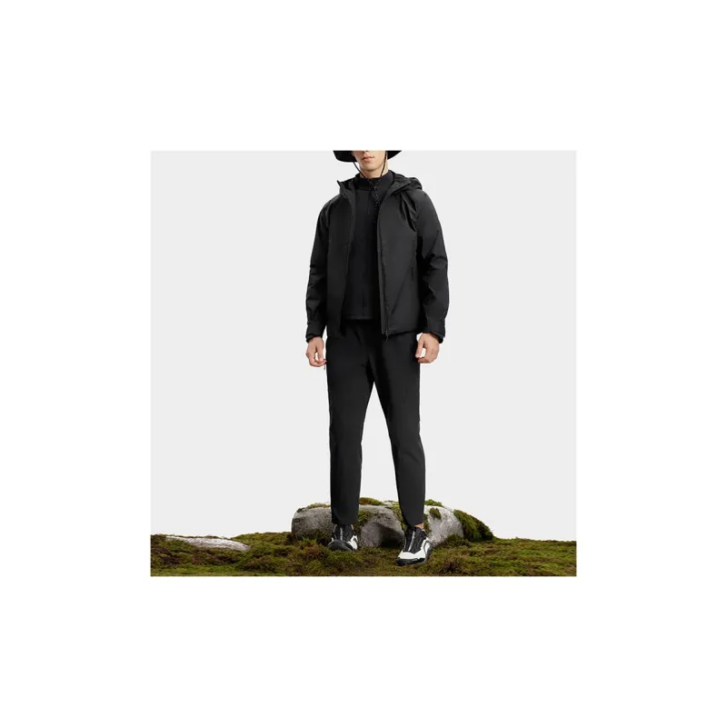 FILA Outdoor Hiking Waterproof, Windproof, And Breathable Windbreaker Jacket Men's Pitch Black-6