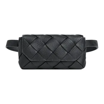 Bottega Veneta Cow Leather Fanny Pack Regular Men's Black
