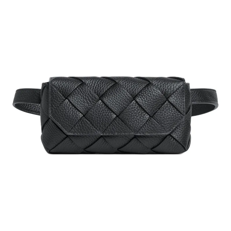 Bottega Veneta Cow Leather Fanny Pack Regular Men's Black-0