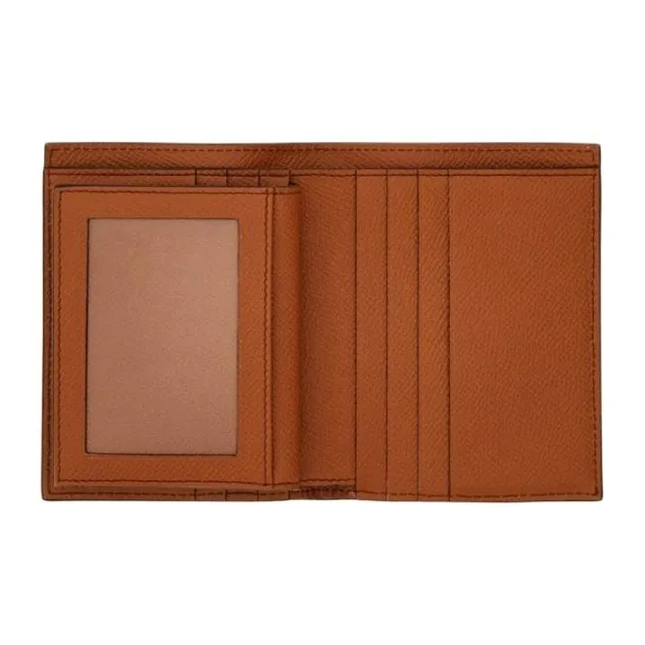 FERRAGAMO GANCINI Hammered Calfskin Wallet Men's Cognac Brandy-4