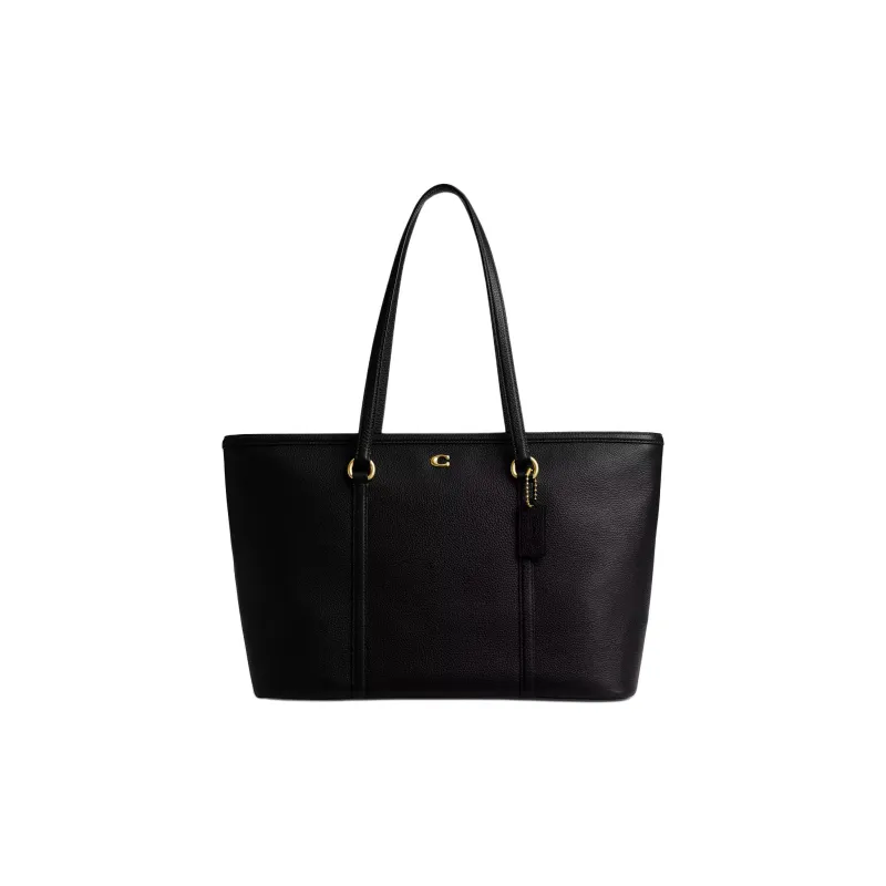 COACH Legacy Pebbled Leather Handbag Shoulder Bag Large Size Women's Black-0