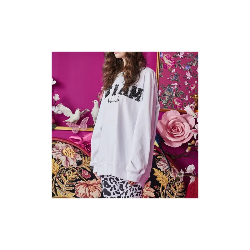 TCH Sweatshirts Unisex White With Black Logo-4