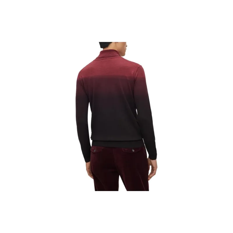 HUGO BOSS FW23 Rollneck Sweater In Degradé Virgin Wool And Silk Sweater Men's Red-4