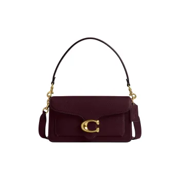 COACH Tabby Polished Pebble Leather Portable Crossbody Bag, Shoulder Bag Medium Size Women's Merlot Red