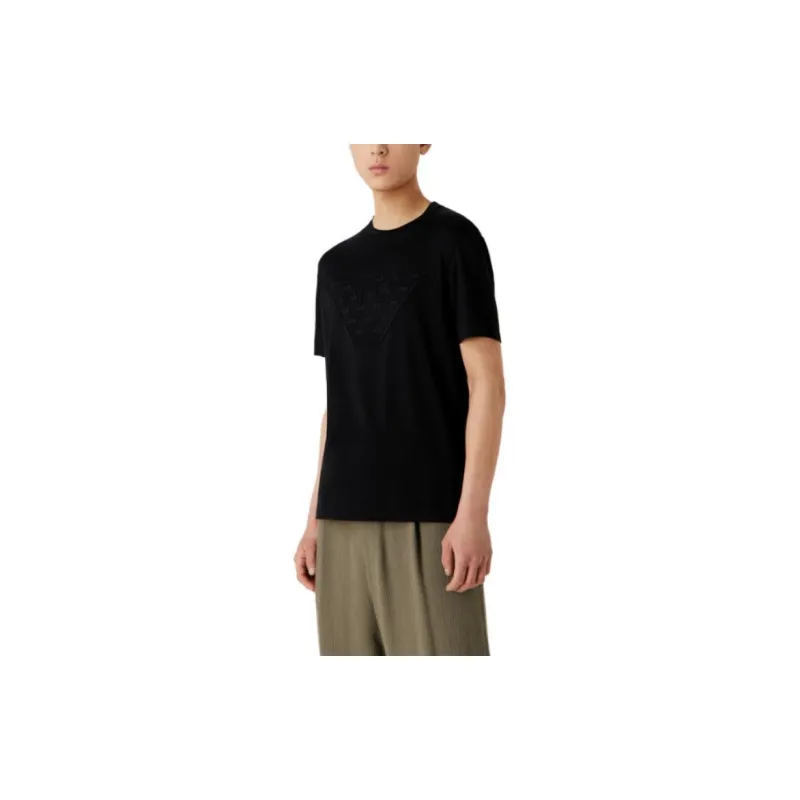 EMPORIO ARMANI Logo appliqué Crew neck T shirt-3