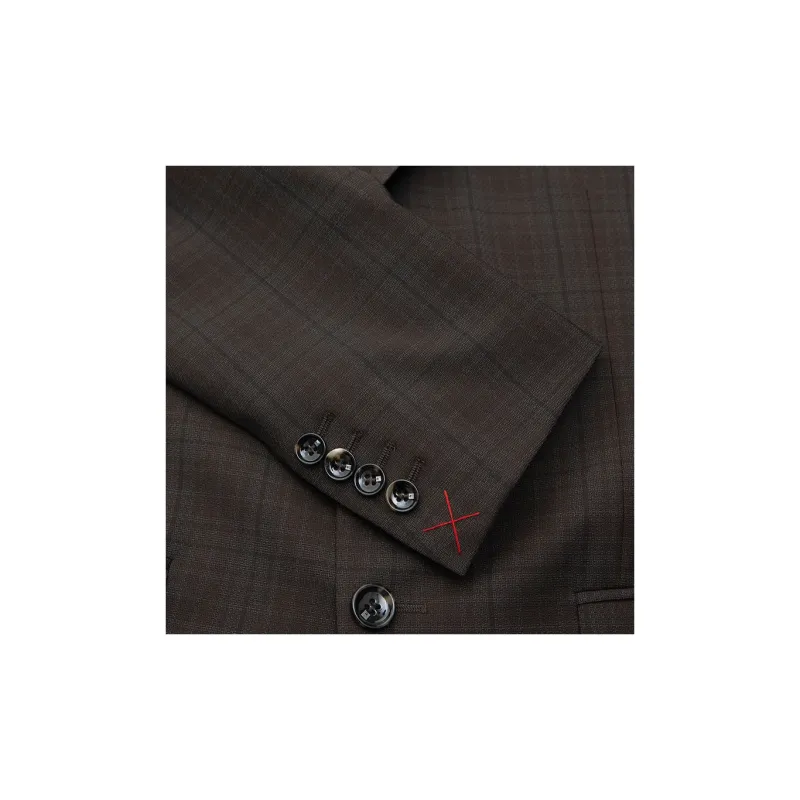 LIU·JO UOMO Business Suit Coat Men's Coffee Plaid-5