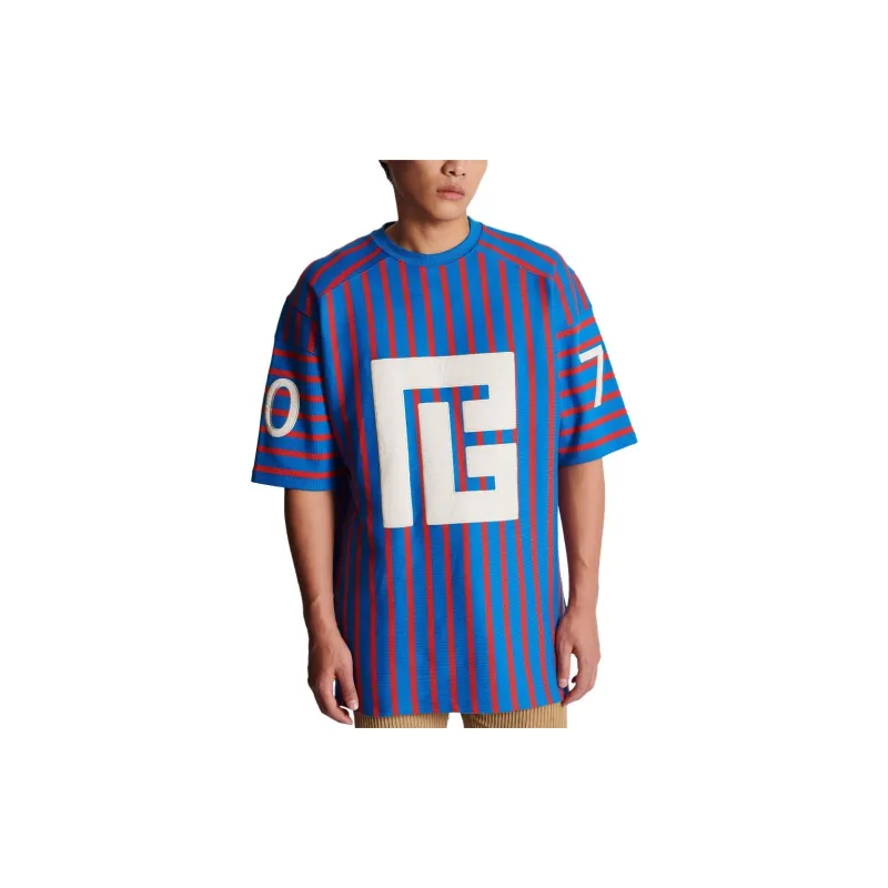 BALMAIN Maxi PB print Striped T shirt-3