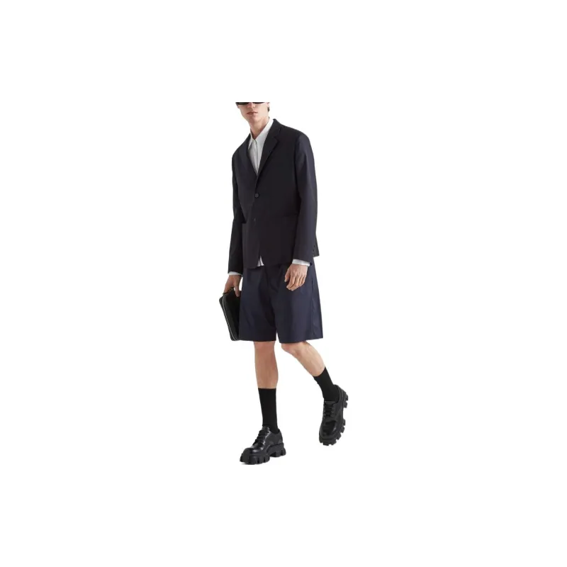 PRADA Triangle Logo Cotton Blazer-1