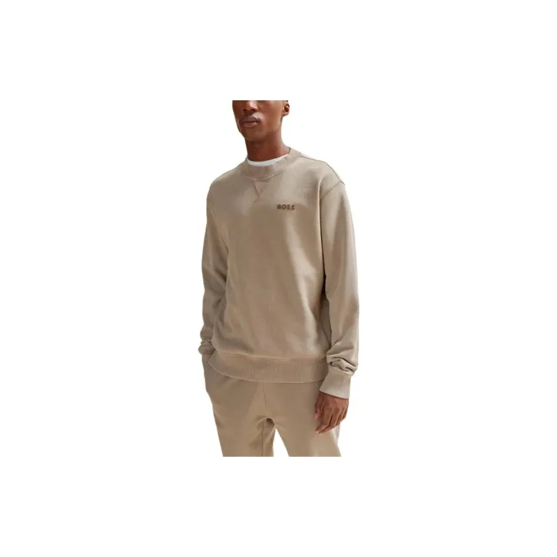 HUGO BOSS Cotton Terry Relaxed Fit Sweatshirt With Logo Detail Sweatshirt Men's Brown-2