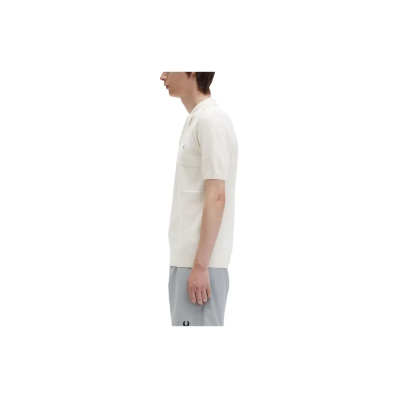 FRED PERRY Panel Knitted Shirt Knitwear Men's White-3