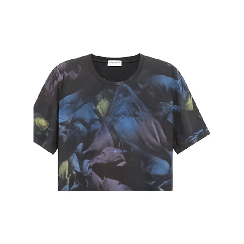 SAINT LAURENT Tie Dye Rive Gauche Devore T Shirt-5