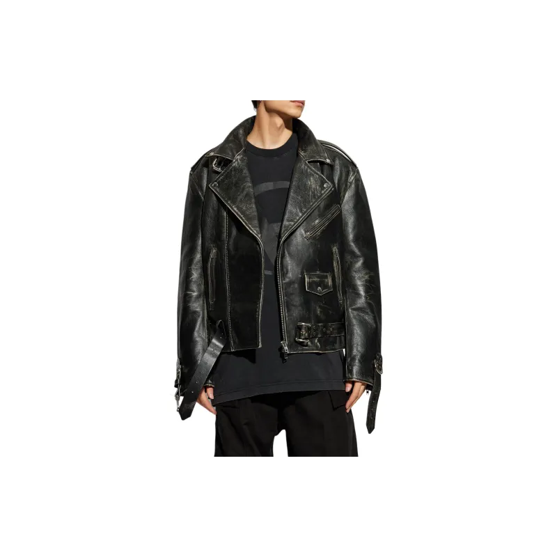 Vetements Distressed Bondage Leather Jacket-1
