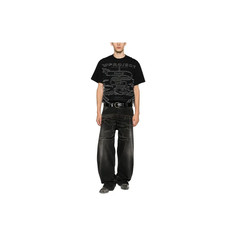 Y/Project Distresse Detailed Crewneck T Shirt-2