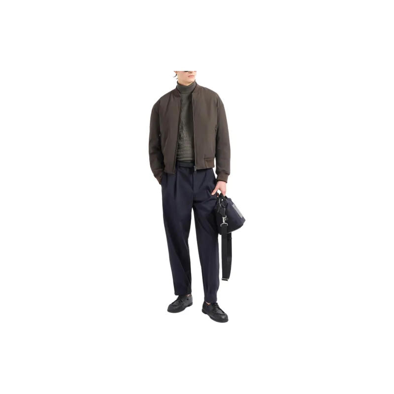 EMPORIO ARMANI Zipped Bomber Jacket In Technical Stretch Nylon-1