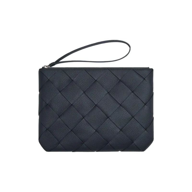 Bottega Veneta Calfskin Clutch Tubas Men's Blue Black-0