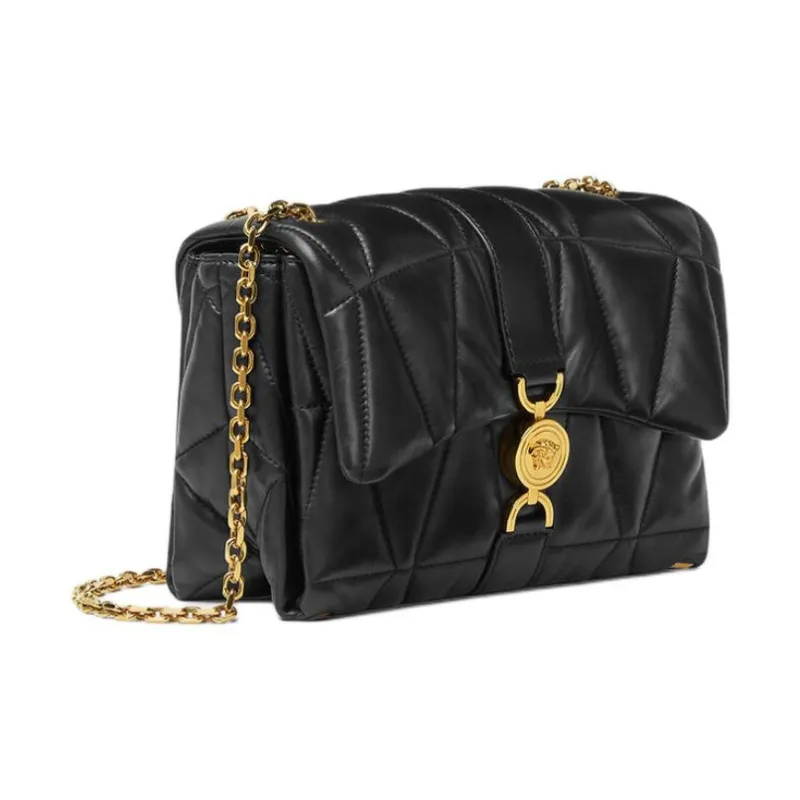 VERSACE Lambskin Medusa Shoulder Bag Women Black-1