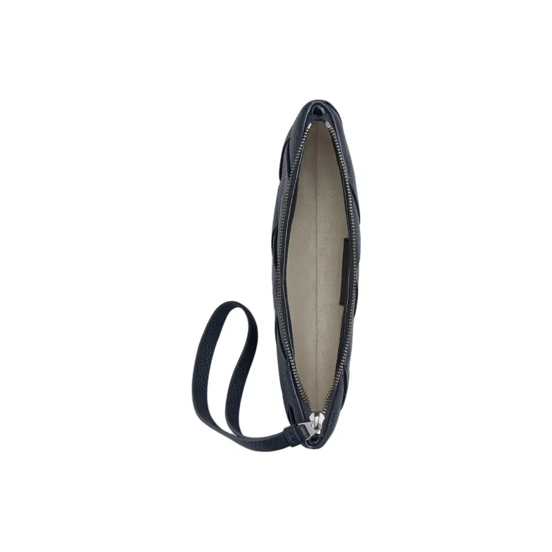 Bottega Veneta Calfskin Clutch Medium Size Men's Blue Black-2