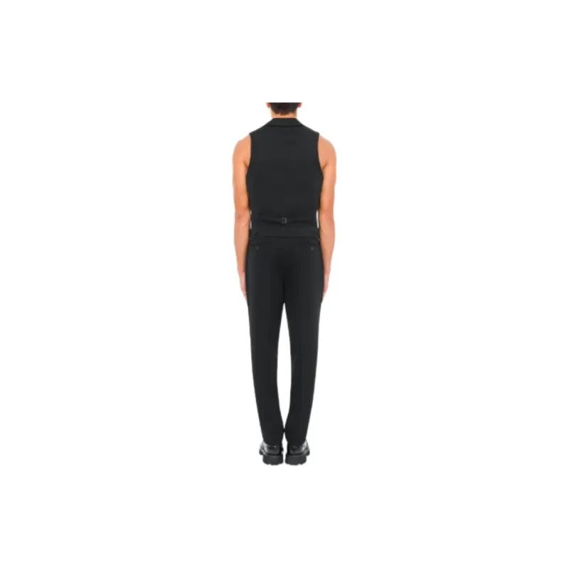 MOSCHINO SS24 Wool Twill Gilet Vest Men's Black-2