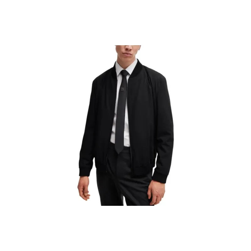HUGO BOSS Slim-Fit Jacket In Performance-Stretch Cloth Jackets Coats Men's Black-2