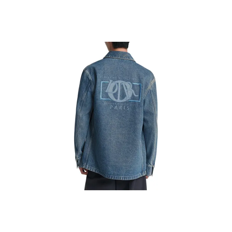 DIOR Logo Embroidered Denim Overshirt-2