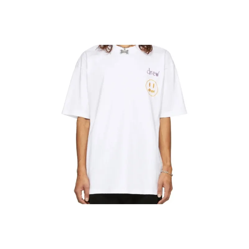 Drew House Letter Logo Series T Shirts Unisex White-4