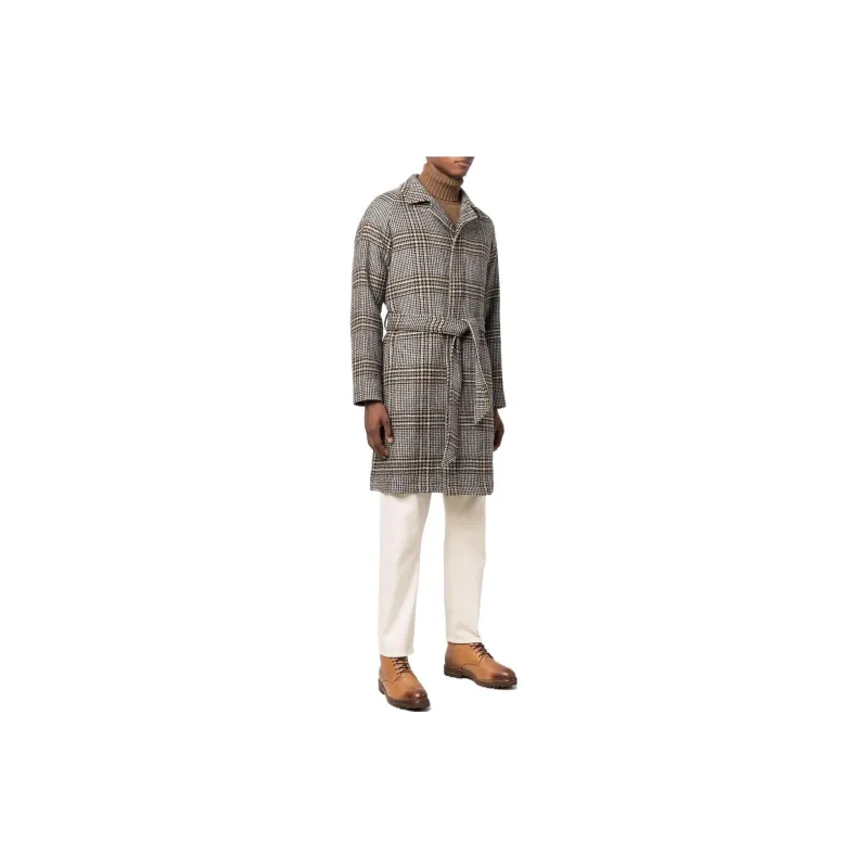 Tagliatore Check print Tie waist Single breasted Coat-3
