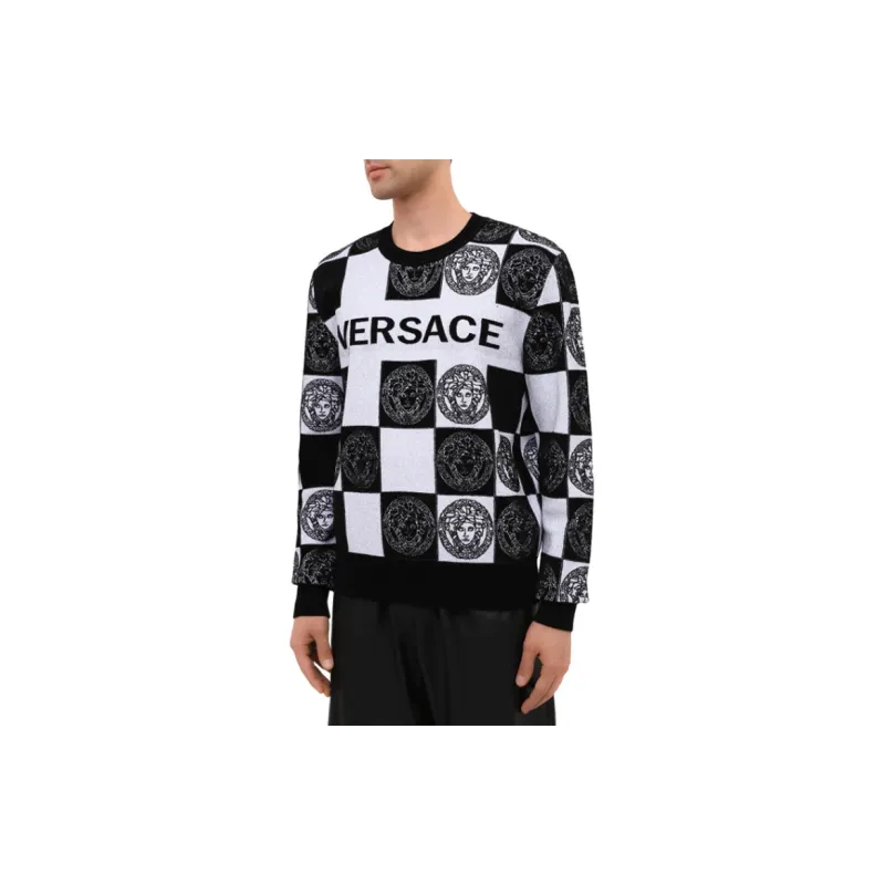 VERSACE Sweaters Men Black White-2