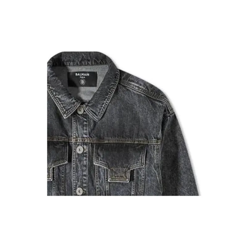 BALMAIN Denim Jackets Men Black-4