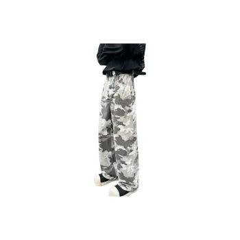 PAINT STAIN Jeans Unisex Gray And White Camouflage