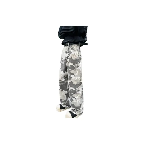 RENBEN Jeans Unisex Gray-White Camouflage