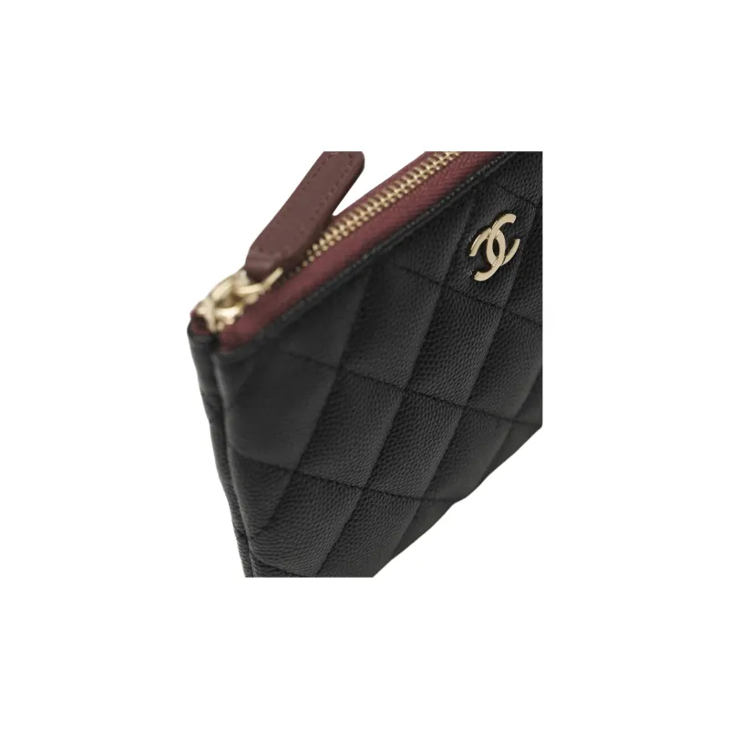 CHANEL Caviar Grain Embossed Shiny Calfskin Clutch Trumpets Women's Black-3