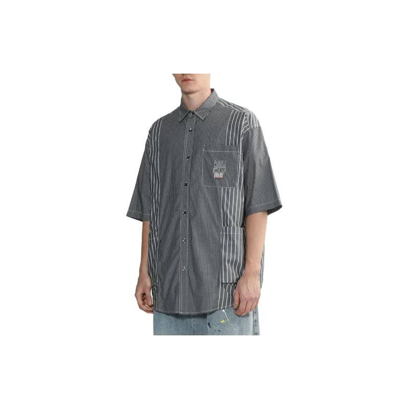 MUSIUM DIV Stripe pattern Short sleeve Shirt-2