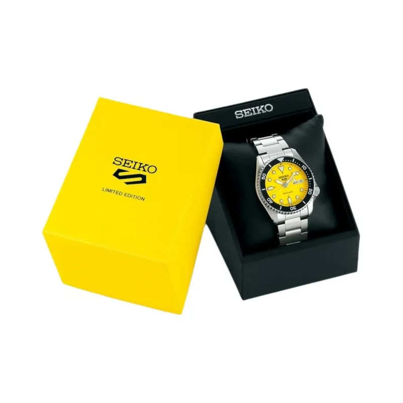 SEIKO Automatic Mechanical Movement Stainless Steel Strap Watch Men's Watches Yellow Watch Dial-2
